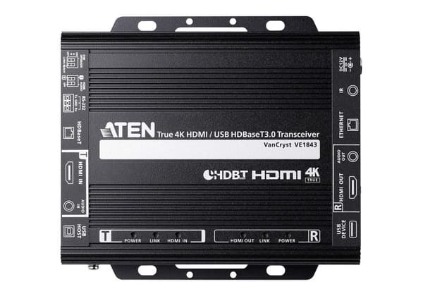 ATEN VanCryst VE1843 - Video/Audio/Infrarød/USB/Serial/Network Extender - HDBaseT 3.0 - over CAT 6a/7 - op til 100m