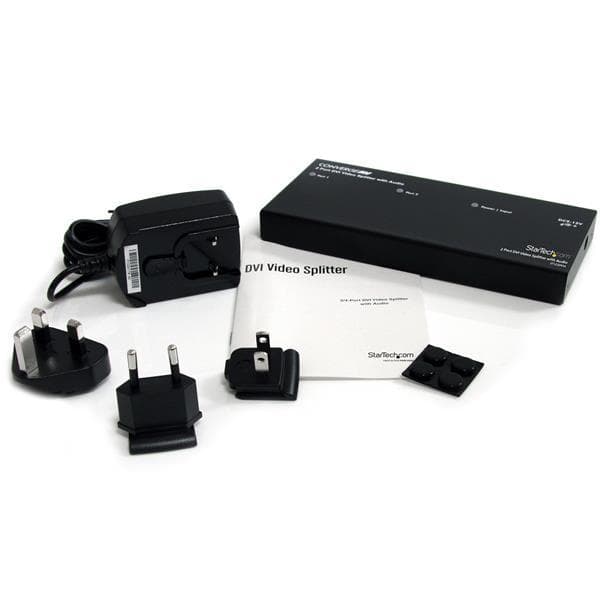 StarTech.com 2-ports DVI-videodelare med ljud - video/ljuddelare - 2 x DVI + 2 x ljud - Desktop (ST122DVIA)