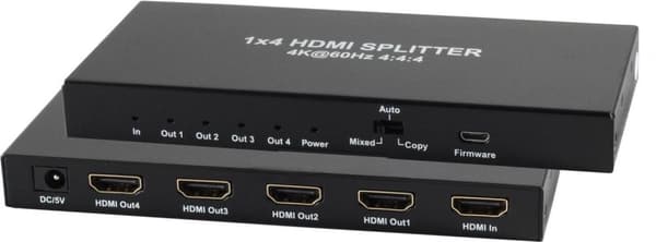 S/CONN maksimal tilslutning HDMI-fordeler 1x IN - 4x OUT, 4K2K 60Hz (05-10002)