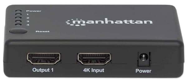 Manhattan 4K Compact 4-Port HDMI Splitter - Video/Audio Splitter - 4 x HDMI - Desktop