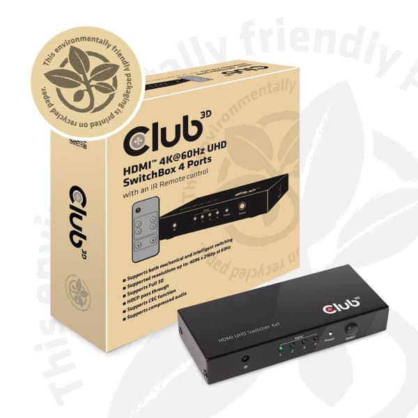 club3D CSv-1370 4 porte HDMI Switch 4096 x 2160 Pixel