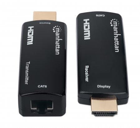 MANHATTAN 1080p HDMI over Ethernet Extender Kit i kompakt format HDMI-signalförlängning med 1080p@60Hz upp till 60 m över en enda Cat6-nätverkskabel,