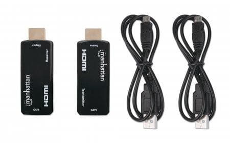 MANHATTAN 1080p HDMI over Ethernet Extender Kit i kompakt format HDMI-signalförlängning med 1080p@60Hz upp till 60 m över en enda Cat6-nätverkskabel,