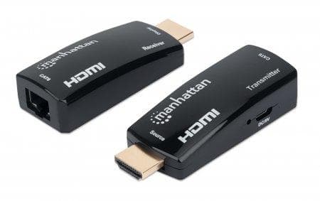 MANHATTAN 1080p HDMI over Ethernet Extender Kit i kompakt format HDMI-signalförlängning med 1080p@60Hz upp till 60 m över en enda Cat6-nätverkskabel,