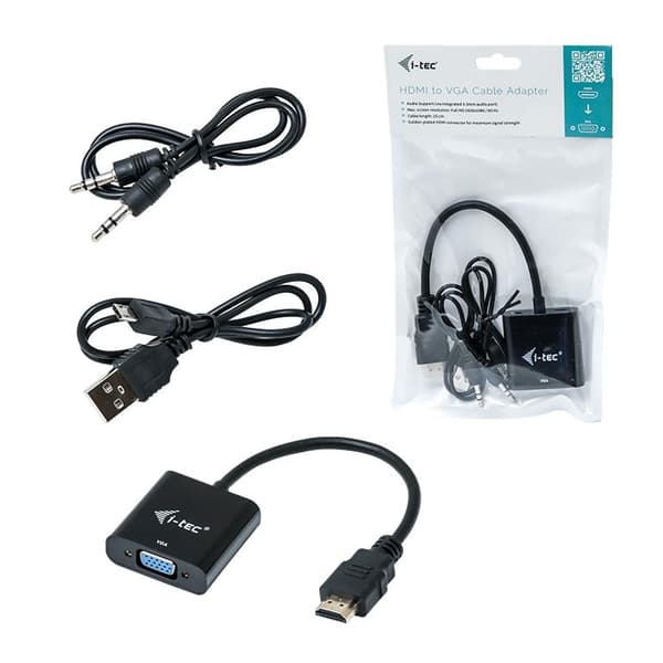 I-TEC-adapter HDMI till VGA-upplösning full HD 1920x1080/60 Hz kabellängd 15 cm guldpläterad HDMI-kontakt (HDMI2VGAADA)
