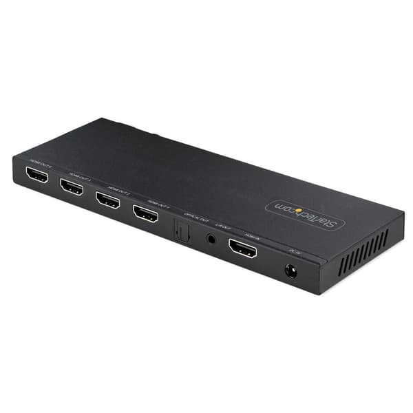 StarTech.com 4-portars HDMI-delare, 4K 60Hz HDMI 2.0-video, 4K HDMI-delare med inbyggd skalare, HDMI-delare 4K 60hz 1 In 4 Out, 3,5 mm/optisk ljudport