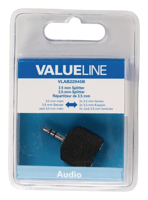 Valueline VLAB22945B Audio splitter 3,5 mm hane - 2x hona svart