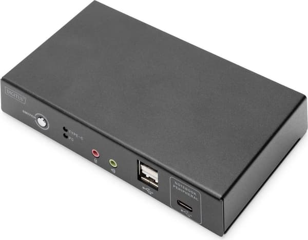 Digitus KVM -kytkin - 2-portti - 4K30Hz - USB-C/USB/HDMI-tulo - HDMI-lähtö - Verkko (DS-12901)