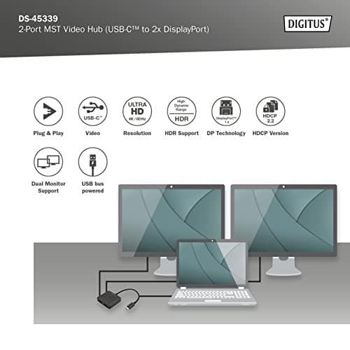 DIGITUS MST Hub - videosplitter - USB-C - 2 x DisplayPort - desktop (DS-45339)