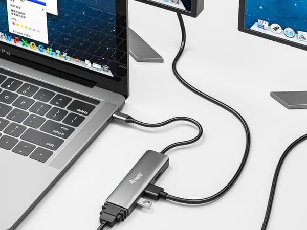 udstyr - Videoadapter - 24-bens USB-C han til USB, HD-15 (VGA), HDMI, DisplayPort hun - 15 cm - sølv - understøtter 4K 60 Hz (3840 x 2160), understøtt