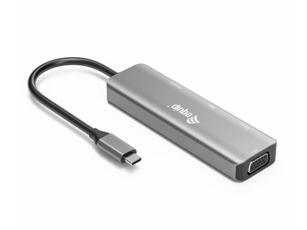 udstyr - Videoadapter - 24-bens USB-C han til USB, HD-15 (VGA), HDMI, DisplayPort hun - 15 cm - sølv - understøtter 4K 60 Hz (3840 x 2160), understøtt