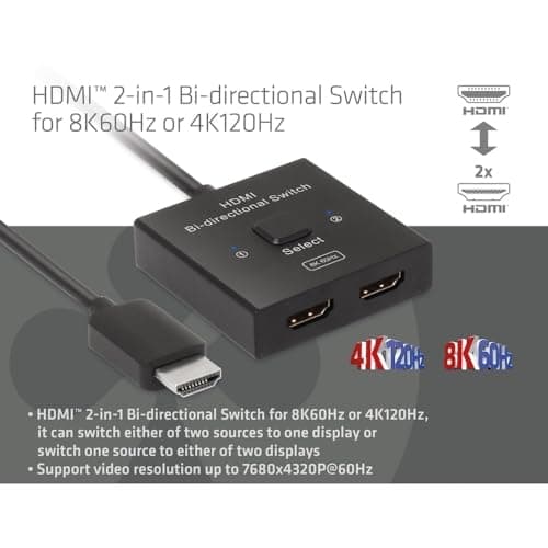 Club3D CSV-1384 HDMI™ 2-i-1 tovejskontakt til 8K60Hz eller 4K120Hz