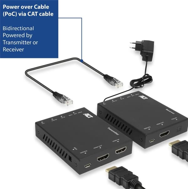 ACT 4K HDMI 2.0 forlængersæt over CAT6 UTP med IR-understøttelse, 60 meter AC7811