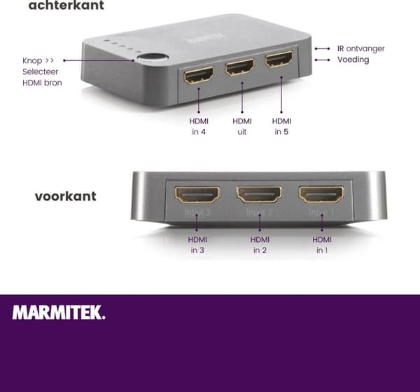 Marmitek Connect 350 UHD 2.0 - HDMI - 2.0b - Svart - 2160p - 18 Gbit/s - 600 MHz (8367)