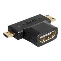 DeLOCK - Video-/ljuddelare - HDMI - HDMI 19-pin (W) - Mini HDMI 19-pin, 19-pin micro HDMI (M) - svart (65446)