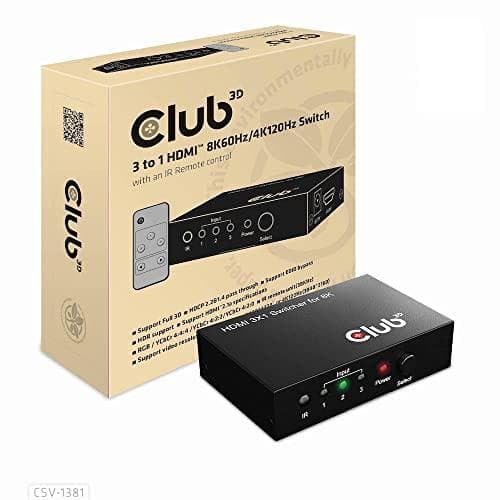 Club3D HDMI Switchbox 3 ingångar -> 1 utgång 8K60Hz UHD retail (CSV-1381)