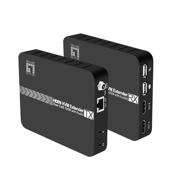LevelOne HVE-8110 - lähetin ja vastaanotin - video/audio/USB jatkokaapeli - HDMI - yli CAT 5/6 - jopa 100 m