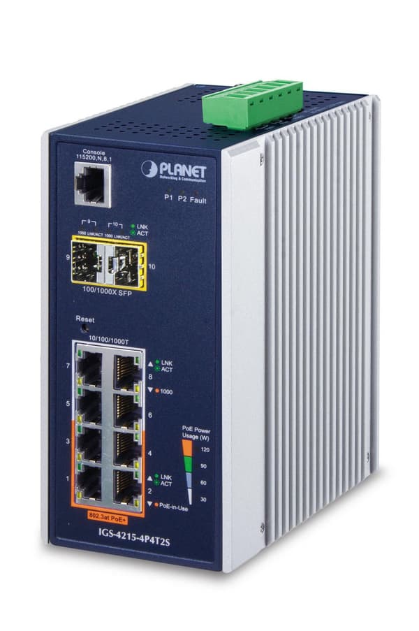 Planet IP30 Industrial L2/L4 4-portars, IGS-4215-4P4T2S Blå, Vit