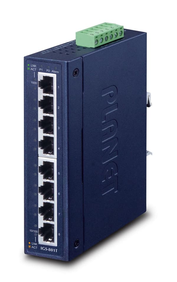 Planet IP30 Slim tyyppi 8-P Industrial, IGS-801T Sininen