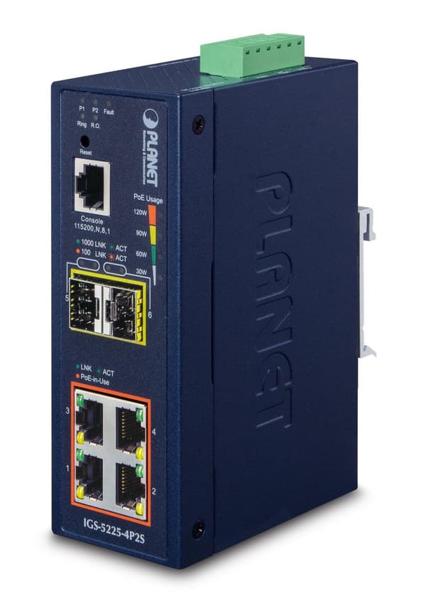 Planet IP40 Industrial L2+/L4 4-portars, IGS-5225-4P2S