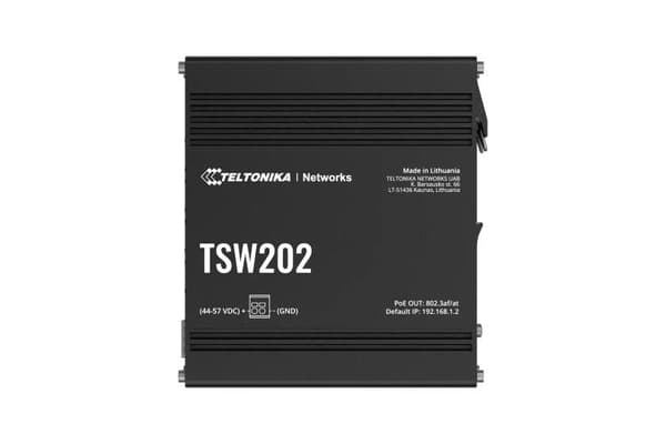 Teltonika Networks TSW202 Managed Switch 8 x PoE+ Portar med 2 x SFP Portar för fiberoptisk kommunikation, TSW202000000 Gjuten aluminium, Blå
