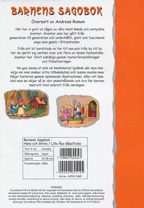 Barnens sagobok / Hans och Greta + Lilla Åsa... (Ljudbok)