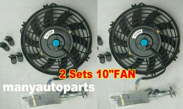 Sähkölämmittimen jäähdytysfanit, 12V teho, 80W tehokkuus,2 sarjaa 10 tuuman tuulettimia