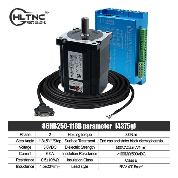 Nema34 Stegmotor, 8.5Nm vridmoment, 1000ppr encoder,8,5 Nm sluten slinga