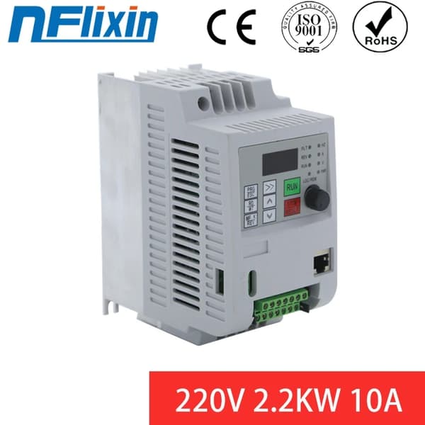 Variabel Frekvensdrev, Udgangeffektområde 0,75 kW til 7,5 kW, Bredt Udgangefrekvensområde 0 til 400 Hz,1 fase 220V, 3-fase 220V, 220V 4KW