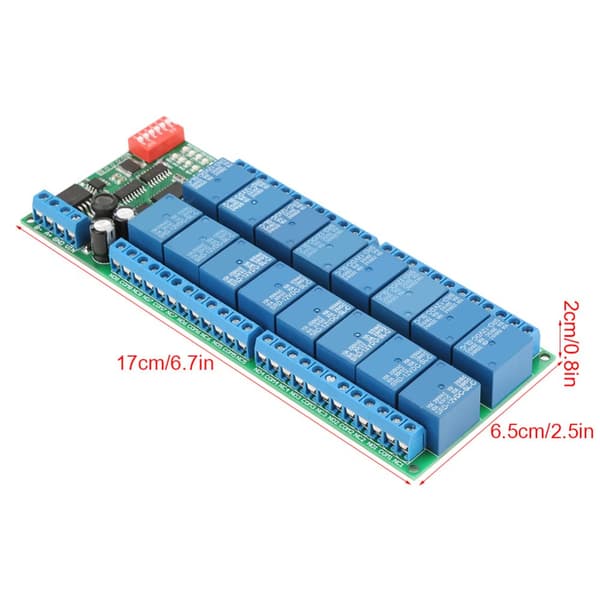 MODBUS Relæmodul, 16 Kanaler, RS485 Kommunikation, 12V DC