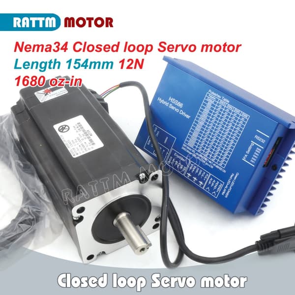 CNC Nema34 Lukket-Loop Servo Motor, 12 N.m Moment, 200 KHz Pulsfrekvens, HSS86 Driver