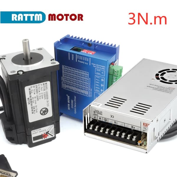 Nema24 Stepper Motor Kit, 3N.m Moment, 5.0A Strøm,Med strømforsyning