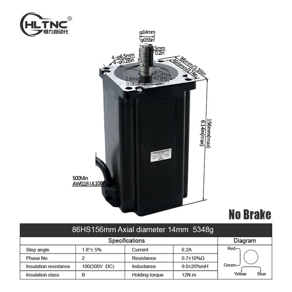 Nema34 Stepper Motor, 12Nm Holdet Moment, 48-60V DC Indgang,12Nm 1714ozin Sæt