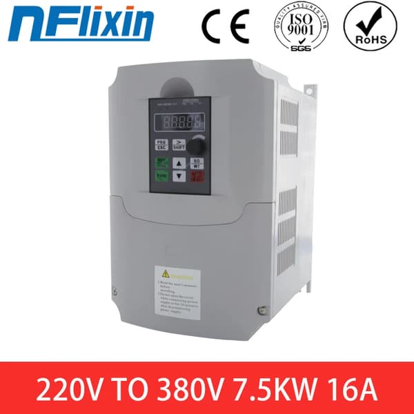 Variabel Frekvensomformer, 0,75KW til 11KW Effektområde, 1 Fase 220V Indgang,7.5KW, 3 fase 380V, 1 fase 220V