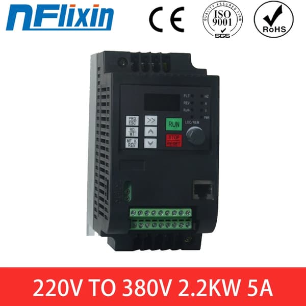 Muuttuva taajuusohjain, 0,75 kW - 11 kW tehoalue, 1-vaihe 220V syöttö,2,2 kW, 1 vaihe 220 V, 3 vaihe 380 V