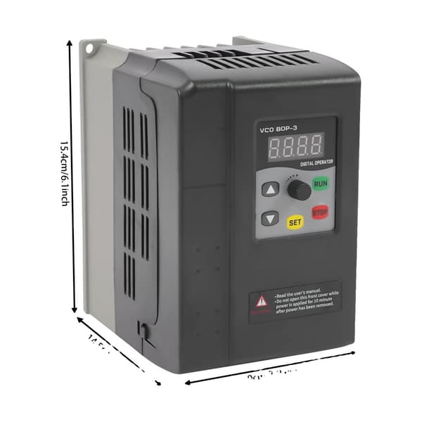 Taajuusmuunnin, 1,5 kW teho, 0-999 Hz lähtötaajuus,musta