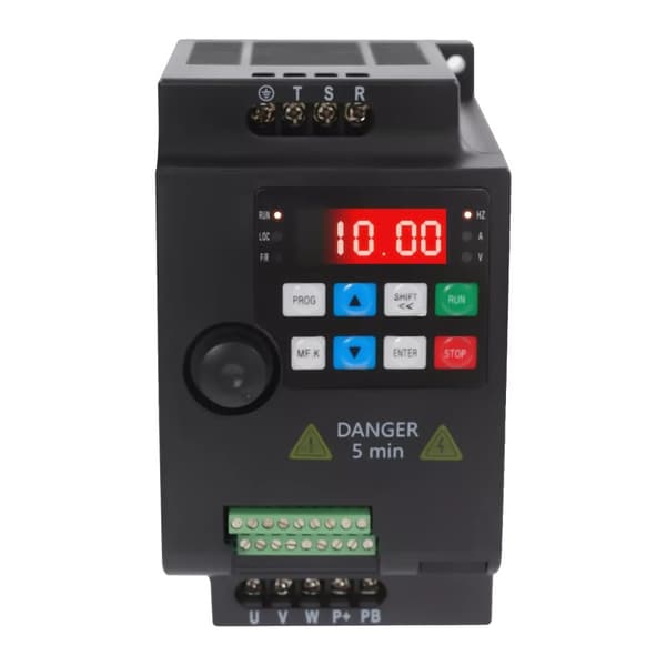 3-fas växelriktare, ingångsspänning 380V, utgångsspänning 380V, mått 11*8,5*14,5 cm,svart
