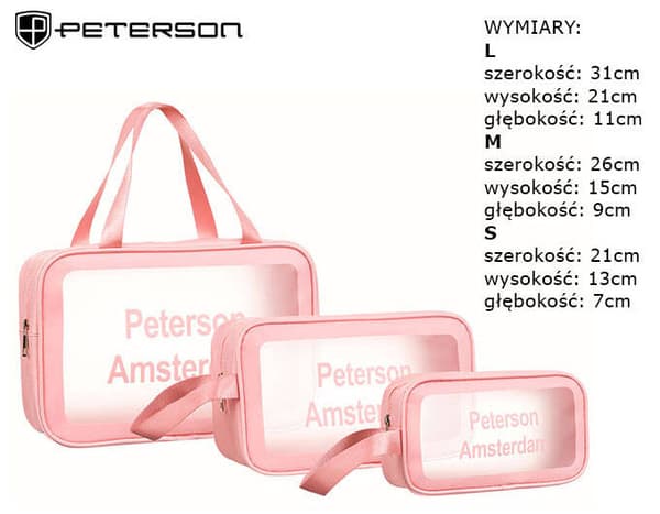 Kolmen vedenpitävän kosmetiikkapussin setti - Peterson