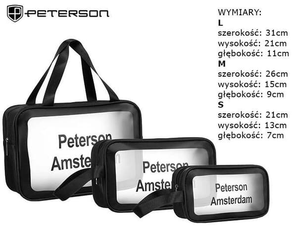 Sada tří voděodolných kosmetických taštiček - Peterson
