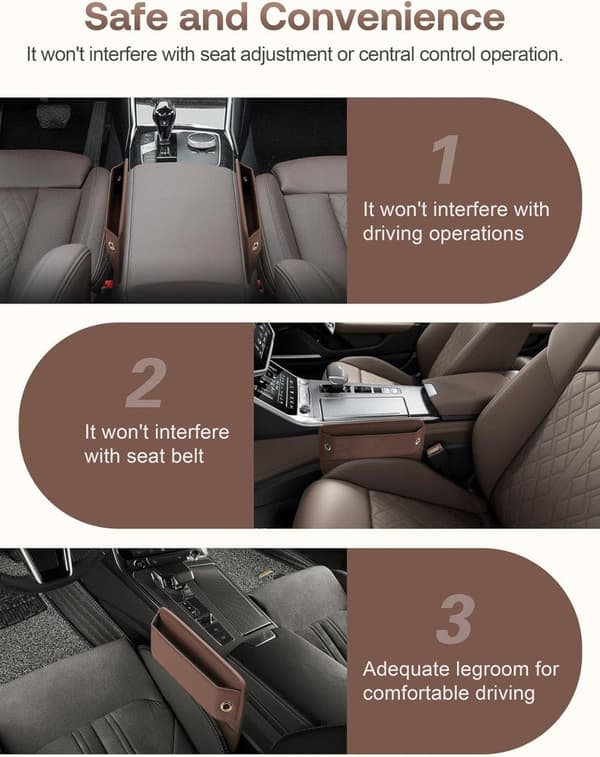 Lollanda Car Storage Leather 2-Pack, kaksi auton säilytyslaukkua – universaali, ruskea/musta