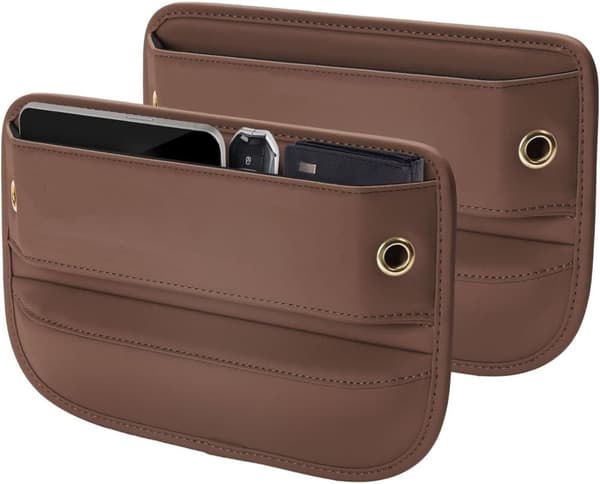 Lollanda Car Storage Leather 2-Pack, kaksi auton säilytyslaukkua – universaali, ruskea/musta
