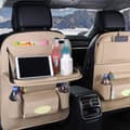 Pikkukuva 2 / 7: Lollanda Car Storage PU Nahka – kokoontaitettava pöytä, 8 taskua, beige/ruskea, takaistuimille ja perhematkoille
