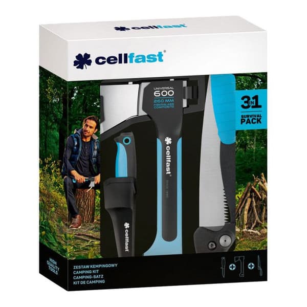 Cellfast campingset, kniv, yxa, viksåg, Energo