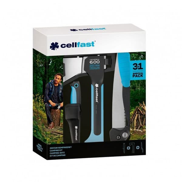 Cellfast campingset, kniv, yxa, viksåg, Energo