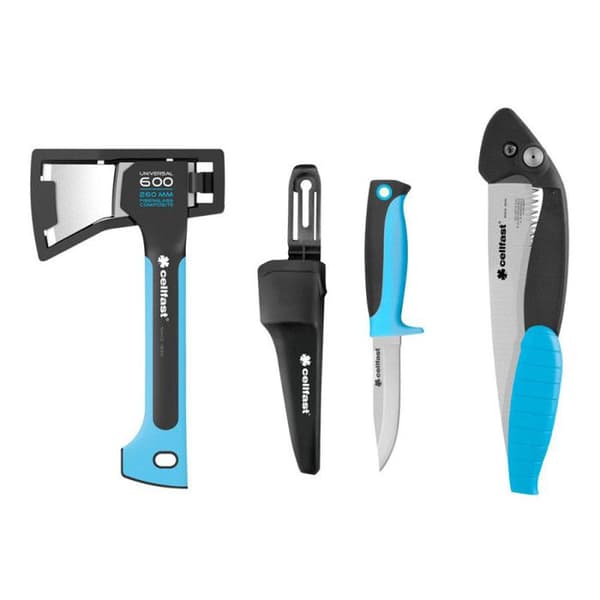 Cellfast campingset, kniv, yxa, viksåg, Energo