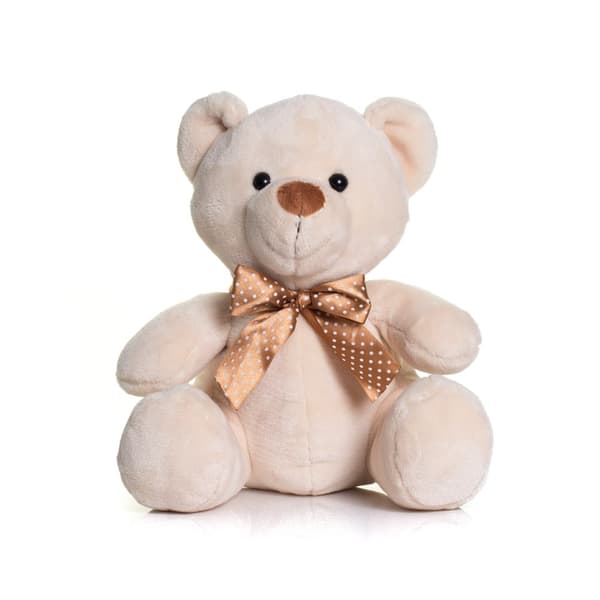 Mumbles Velvet Bear With Ribbon Cream M