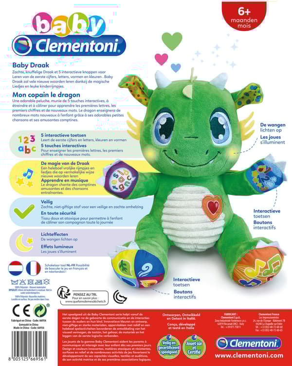 Clementoni Baby Dragon Interaktivt Gosedjur (SE+FI)