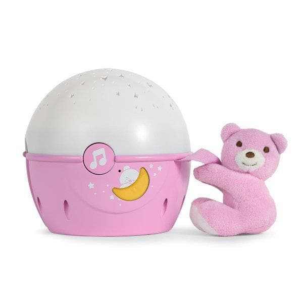 Chicco projector on a pink crib