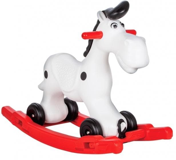 gunghäst / vagn 2-i-ett vitt junior