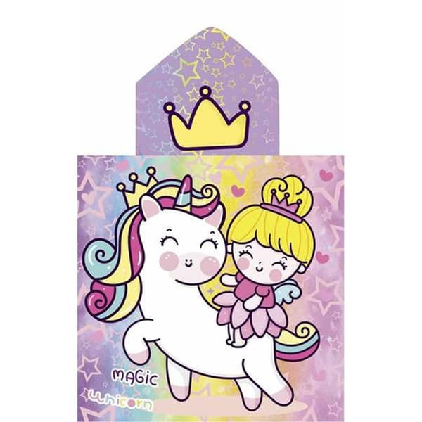 Hupullinen ponchopyyhe Secaneta Unicornprins 60 x 120 cm